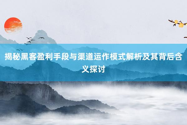 揭秘黑客盈利手段与渠道运作模式解析及其背后含义探讨